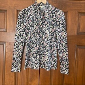 Boden smocked mock neck Paisley long sleeve Blouse top women’s size 8